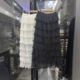 Lace Pleated Net Yarn Cake Skirt - kinko
