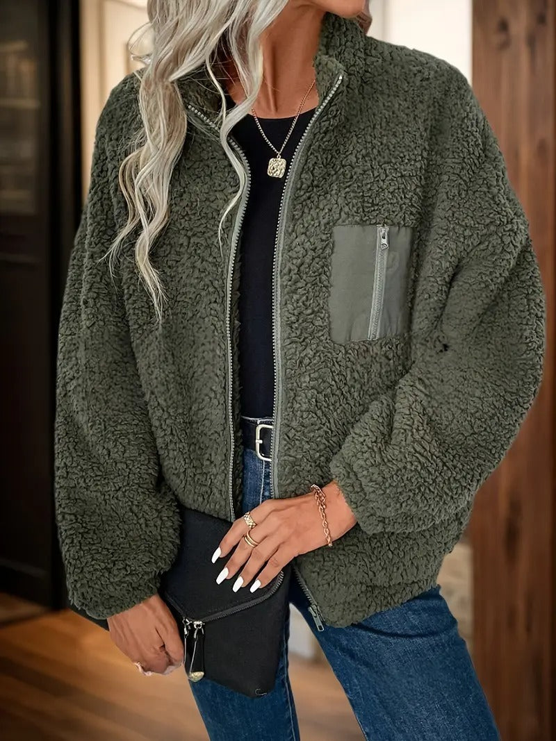 Women's Simple Fashion Zipper Drooping Shoulder Jacket - kinko