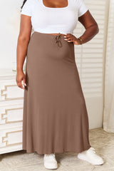 Double Take Full Size Soft Rayon Drawstring Waist Maxi Skirt - kinko