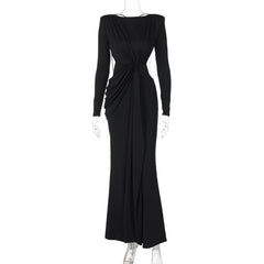 Women's Sexy Hot Girl Back Hollow-out Slim-fit Long Sleeve Dress - kinko