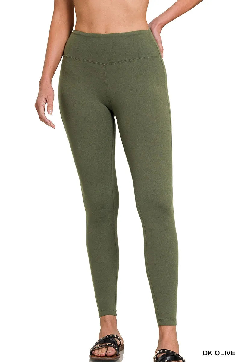 Zenana Microfiber Waistband Leggings - kinko