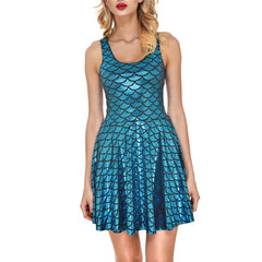 Women's Shiny Mermaid Sleeveless Short Tank Dresses - kinko