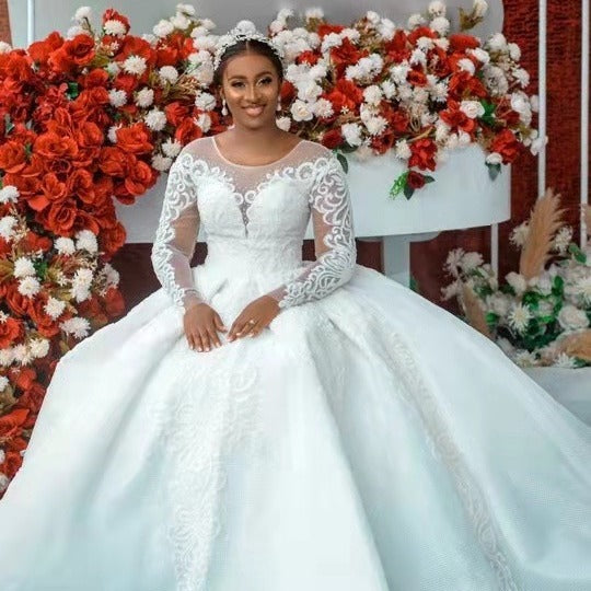 Ball Gown Wedding Dress Long Sleeves Bridal Gown - kinko