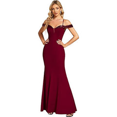 Women's Clothing Off-neck Sling Evening Long Dress - kinko