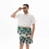 Men's Full Size Printed Short Sleeve Shirt and Shorts Set Plus Size - kinko