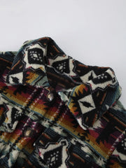 Geometric Dropped Shoulder Balloon Sleeve Outerwear - kinko