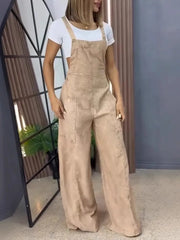 Full Size Wide Leg Washed Denim Overalls Plus Size - kinko