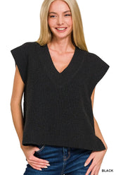 Zenana Oversized Sweater Vest with Side Slit - kinko