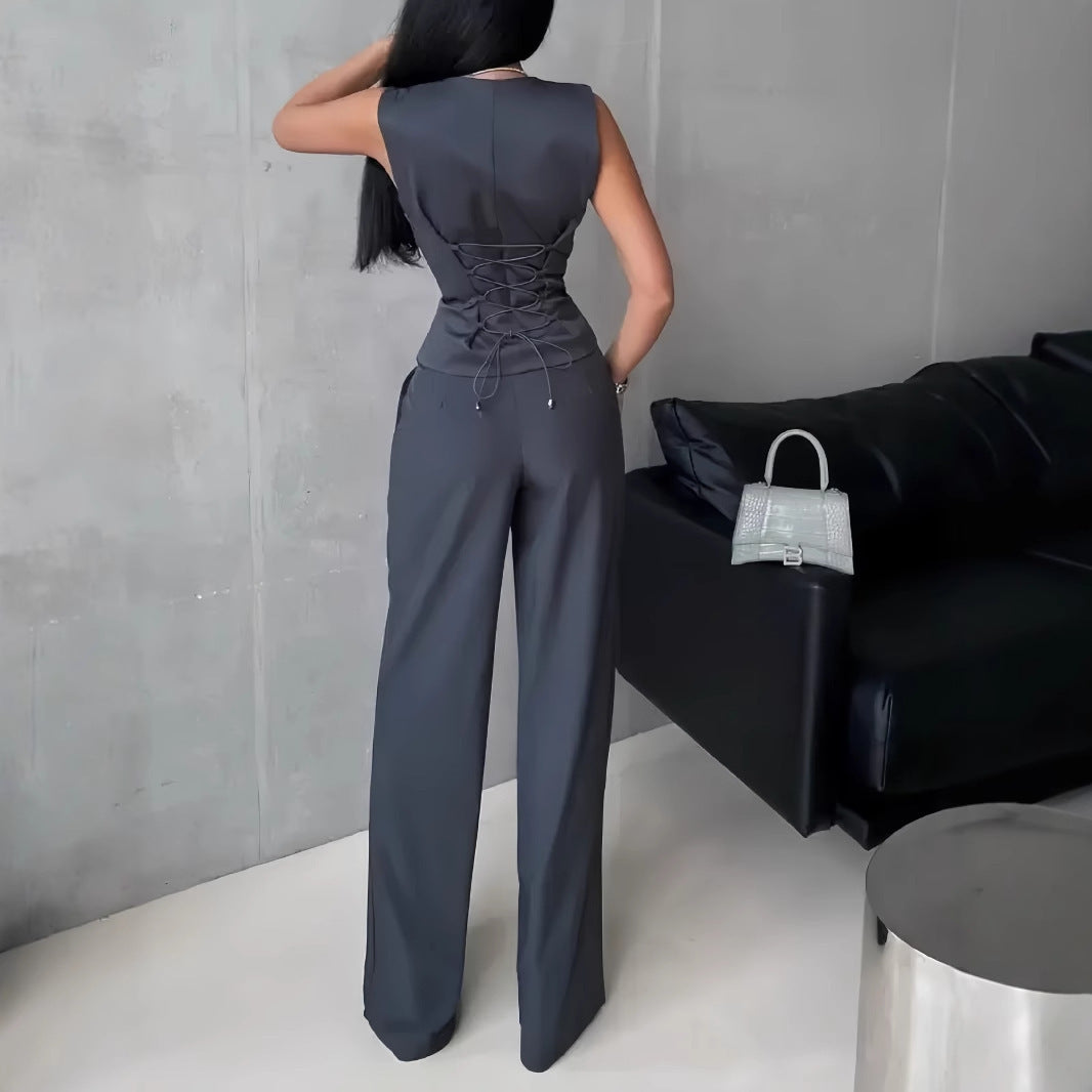 Women's Outer Wear Spring And Summer Vest Pants Two-piece Set - kinko