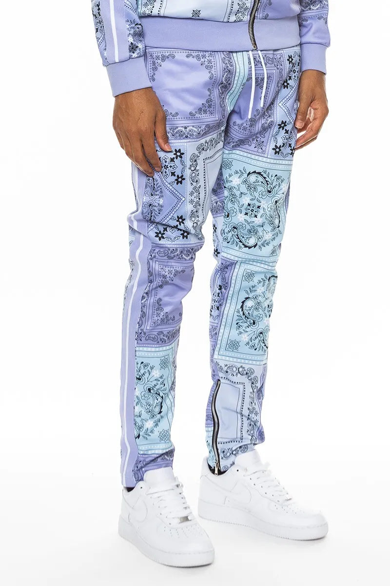 WEIV Men's Full Size Drawstring Paisley Bandana Print Track Pants Plus Size - kinko
