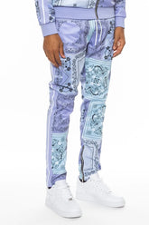 WEIV Men's Full Size Drawstring Paisley Bandana Print Track Pants Plus Size - kinko