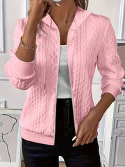 Drawstring Zip Up Hooded Jacket - kinko