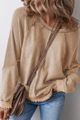 Exposed Seam Long Sleeve Sweatshirt - kinko