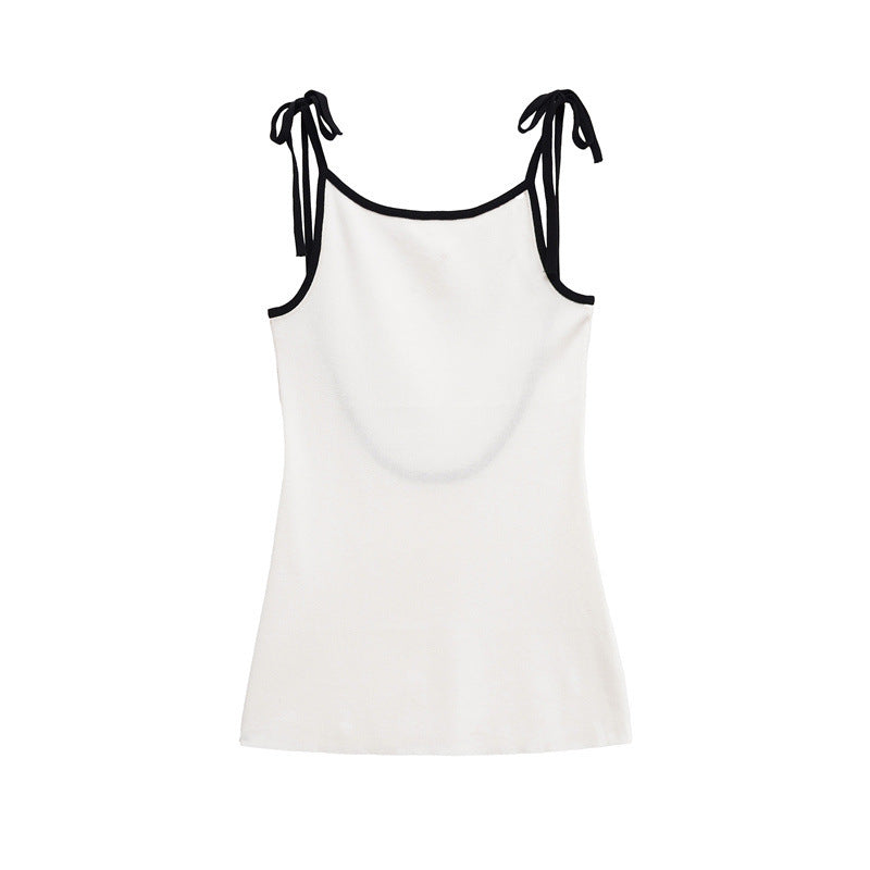 Female Fashion Color Contrast Bowknot Dress - kinko