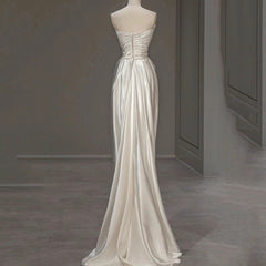 Satin Light Wedding Dress French White - kinko
