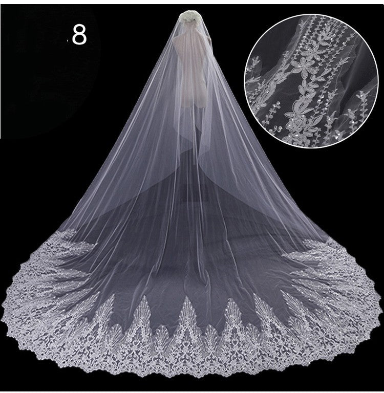 Bridal Wedding Dress Long Tail Luxury Super Fairy Wedding Veil - kinko