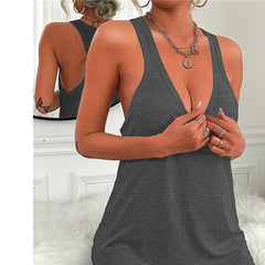 Women's Scoop Neck Solid Sleeveless Summer Beach Tank Dresses Casual Basic Short Mini Dress - kinko