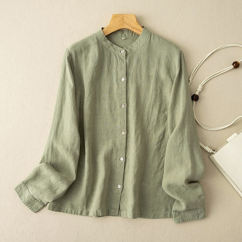 Retro Loose Cotton-linen Shirt Women - kinko