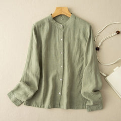 Retro Loose Cotton-linen Shirt Women - kinko