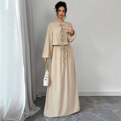 Vintage Artistic Long Sleeve Suspender Dress Suit Female Spring - kinko