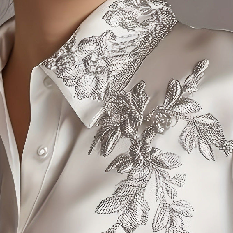 European And American Quality Embroidery Top Shirt Loose - kinko