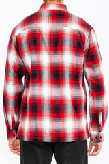 WEIV Men's Full Size Plaid Long Sleeve Flannel Shirt Plus Size - kinko