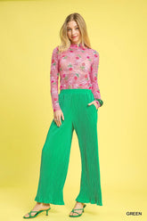 Umgee Wide Leg Textured Pants - kinko