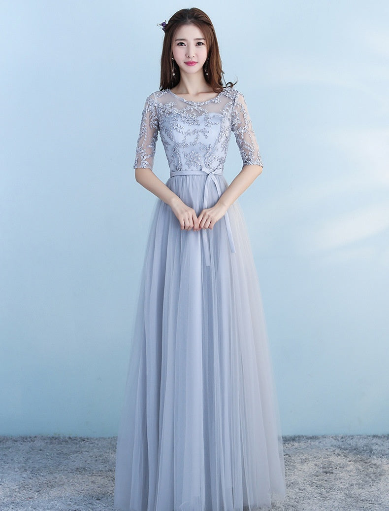 Long Bridesmaid Blue Wedding Dress Girlfriends Party Dress - kinko