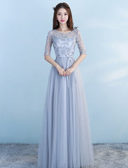 Long Bridesmaid Blue Wedding Dress Girlfriends Party Dress - kinko