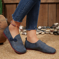 Herbstliche flache Freizeitschuhe für Damen, runde, weiche Loafer mit niedrigem Schaft