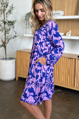 Double Take Full Size Printed Ruffle Hem Dress with Pocket - kinko