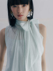 Women's Sleeveless Ribbon Fashion Shirt - kinko