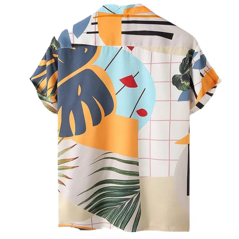 Men's Full Size Printed Short Sleeve Shirt and Shorts Set Plus Size - kinko