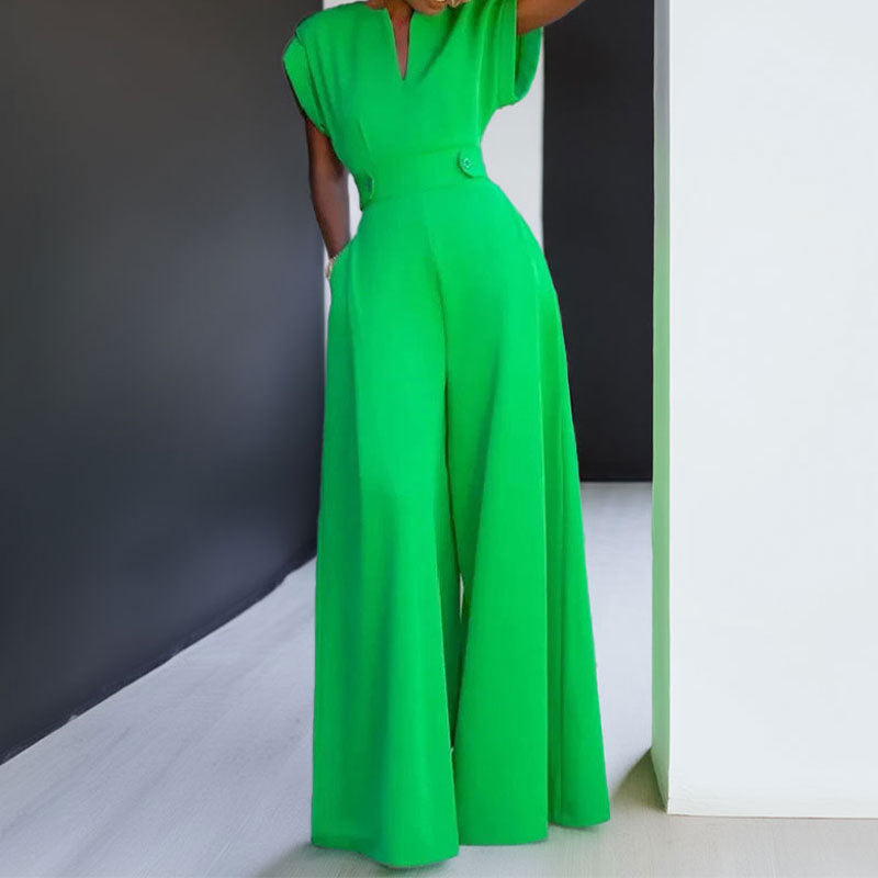 Graceful And Fashionable Solid Color High Waist Wide Leg Pants - kinko