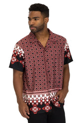 WEIV Men's Geometric Printed Button Down Shirt - kinko