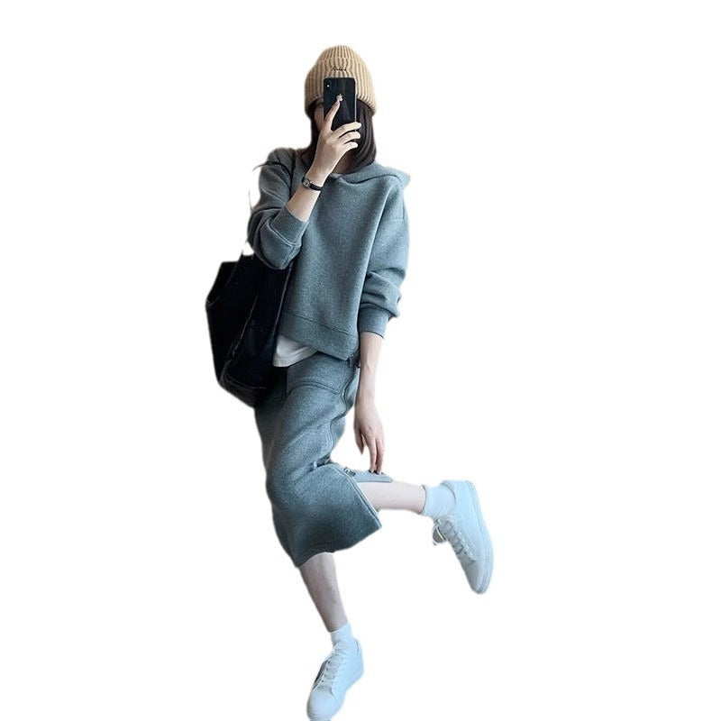 Casual Fashion Women's Hoodie Skirt Suit - kinko
