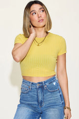 Basic Bae Full Size Ribbed Round Neck Short Sleeve T-Shirt - kinko