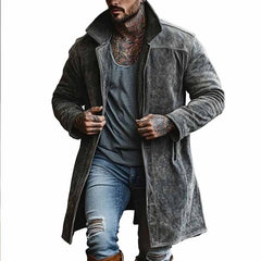 Fall Winter Men Stand Collar Mid-length Coat