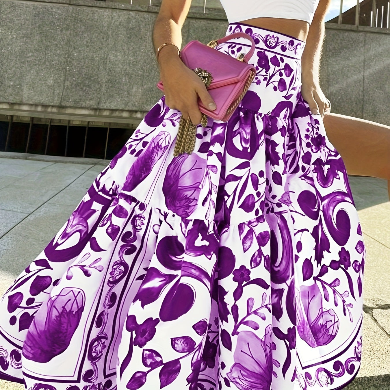 Digital Printed Waist-controlled Retro Skirt Female - kinko