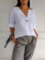 Full Size Casual Notched Drop Shoulder Blouse Plus Size - kinko