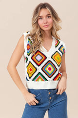 BiBi Diamond Granny Square Sweater Vest - kinko