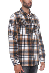 WEIV Men's Full Size Checkered Soft Flannel Shacket Plus Size - kinko