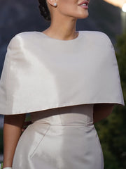 Satin Cape-style Top &Fitted Maxi Dress Set - kinko