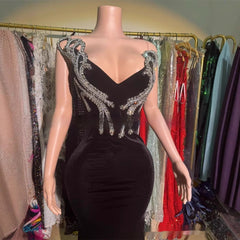 Black Bandeau Slim-fit Skinny Long And Ground Dress - kinko