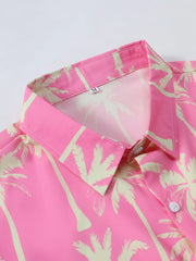 Men's Palm Tree Print Top and Shorts Summer Set - kinko