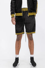 WEIV Men's Full Size Status Print Velour Suede Shorts Plus Size - kinko