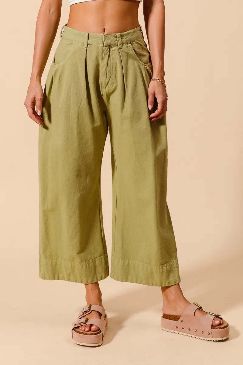 SO ME Mid Rise Wide Leg Chino Pants With Pockets - kinko