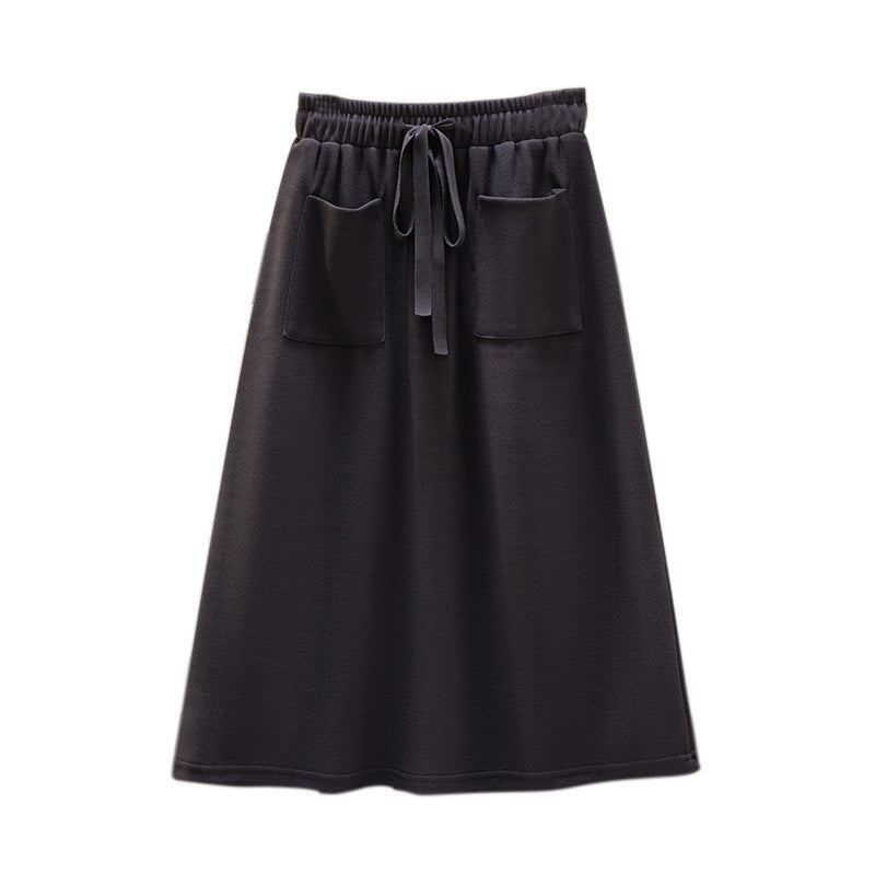 Elastic Waist Loose Slimming Autumn And Winter New Plus Size Women's Skirt - kinko