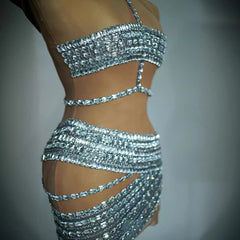 High-end And Fashionable Rhinestone Tube Top Short Skirt Top Vest - kinko