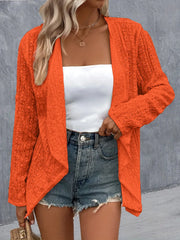 Eyelet Roll-Tab Sleeve Cardigan - kinko
